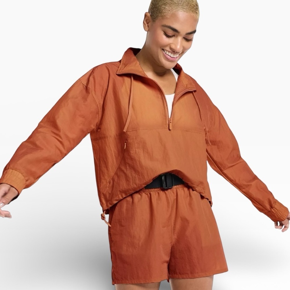 FLX Women’s XS Cropped Windbreaker Rust Color Half Zip Lightweight Jacket